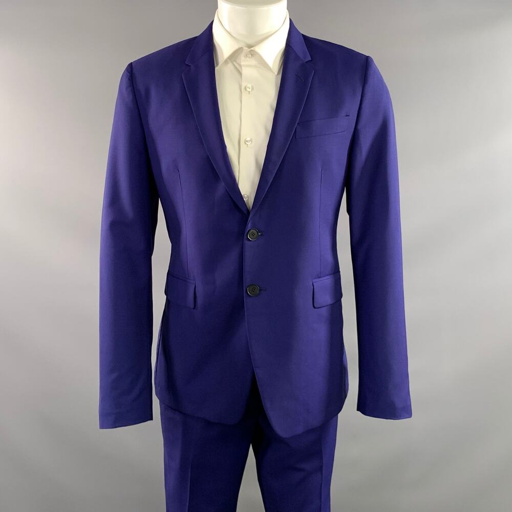 PAUL SMITH Chest Size 40 Regular Blue Royal Blue Wool Mohair Notch Lapel Suit